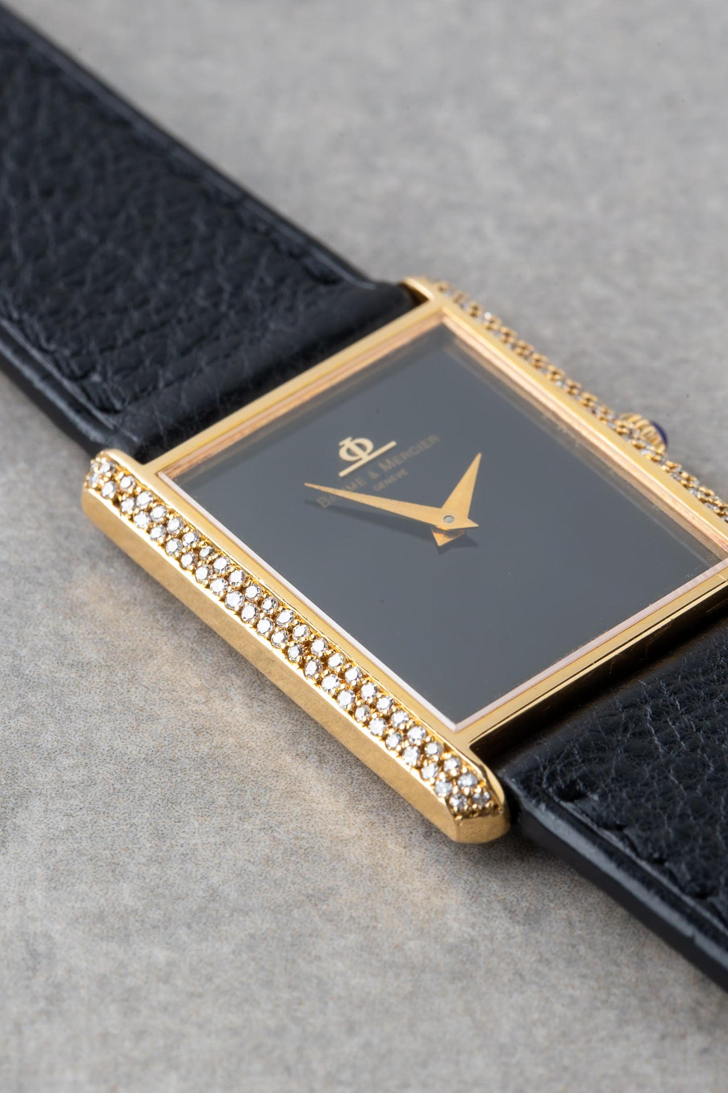 1980s Baume & Mercier 18K Mechanical Tank With Diamonds Ref. 37059 01