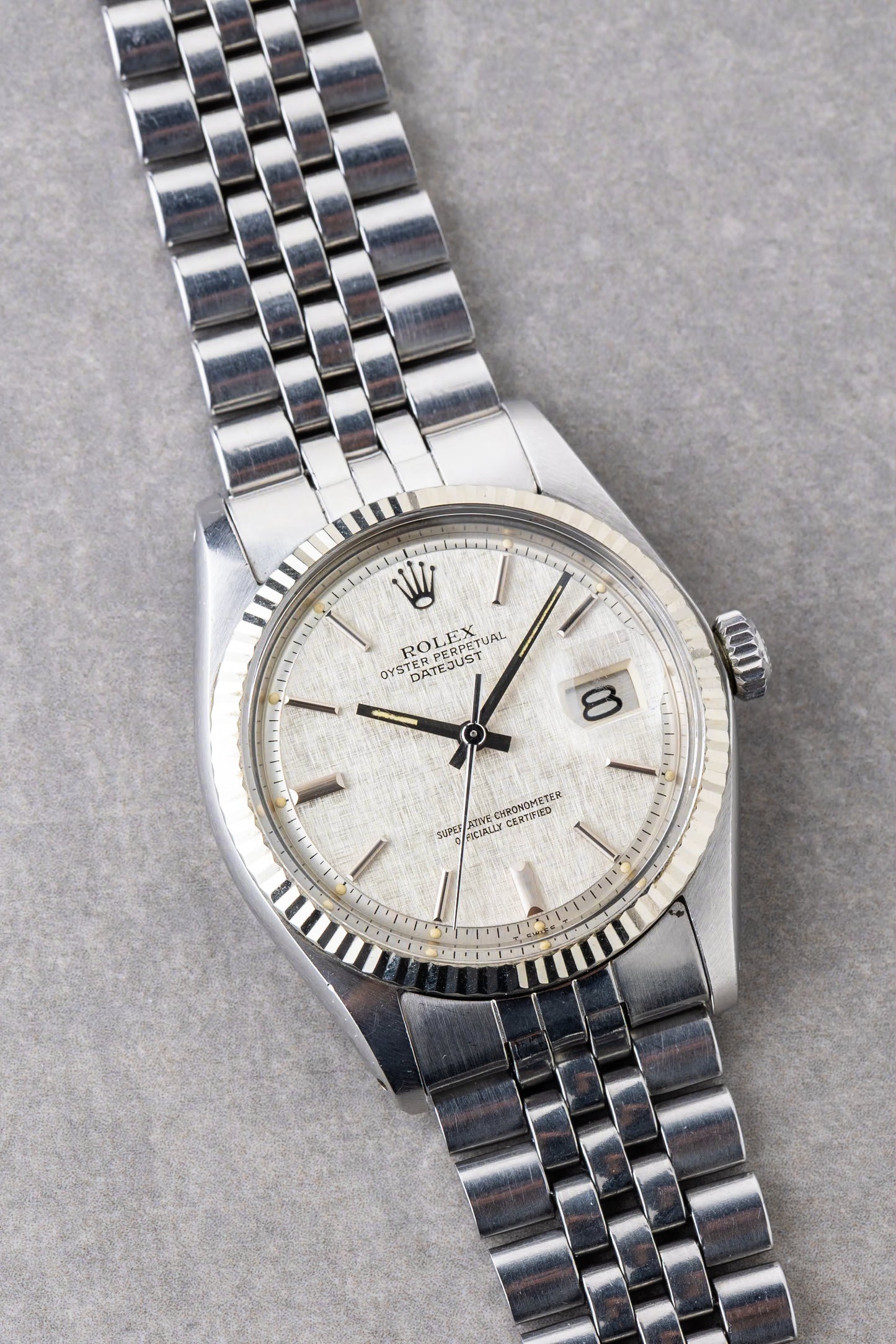 1975 Rolex Datejust Silver Linen Pie Pan Ref.1601