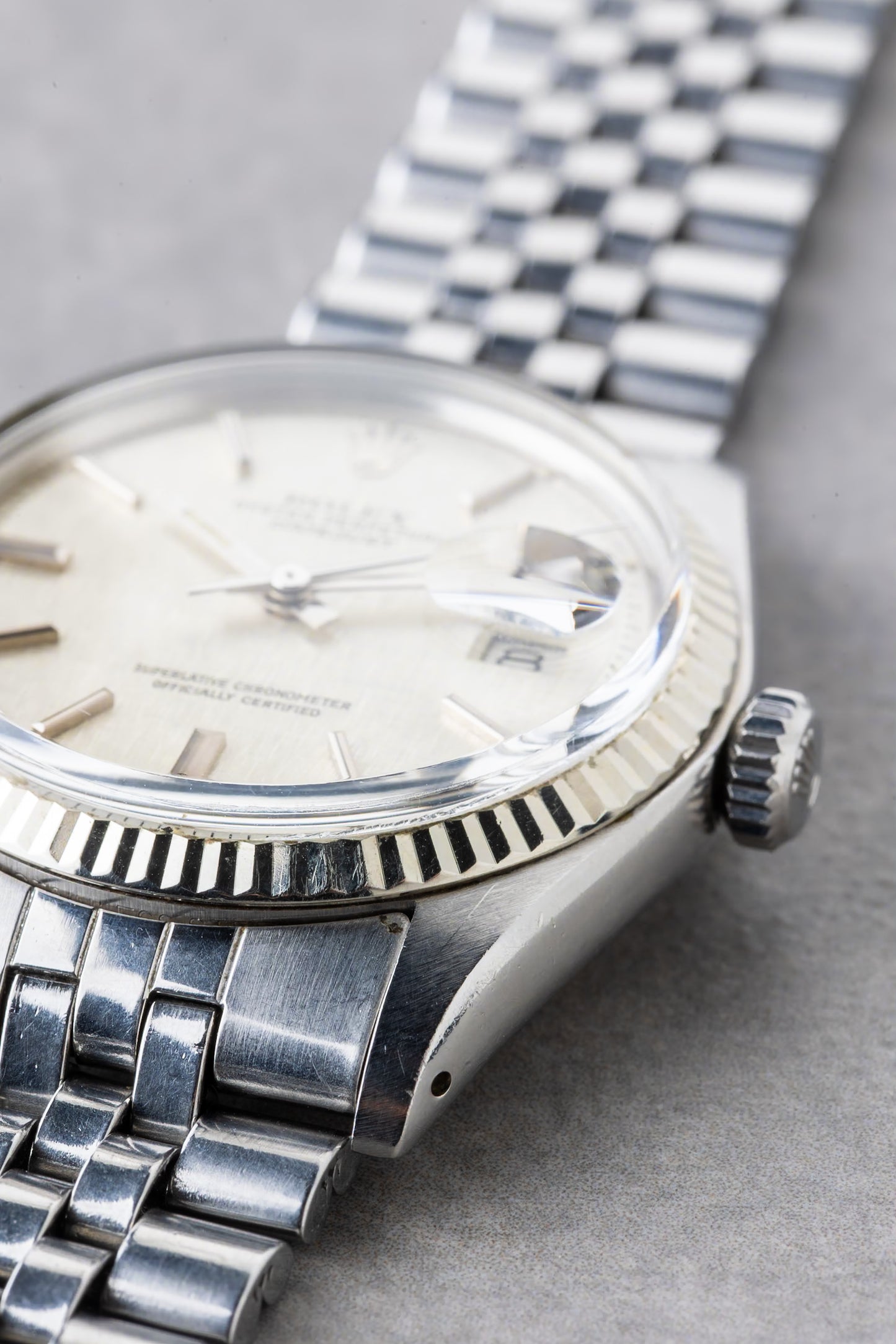 1975 Rolex Datejust Silver Linen Pie Pan Ref.1601