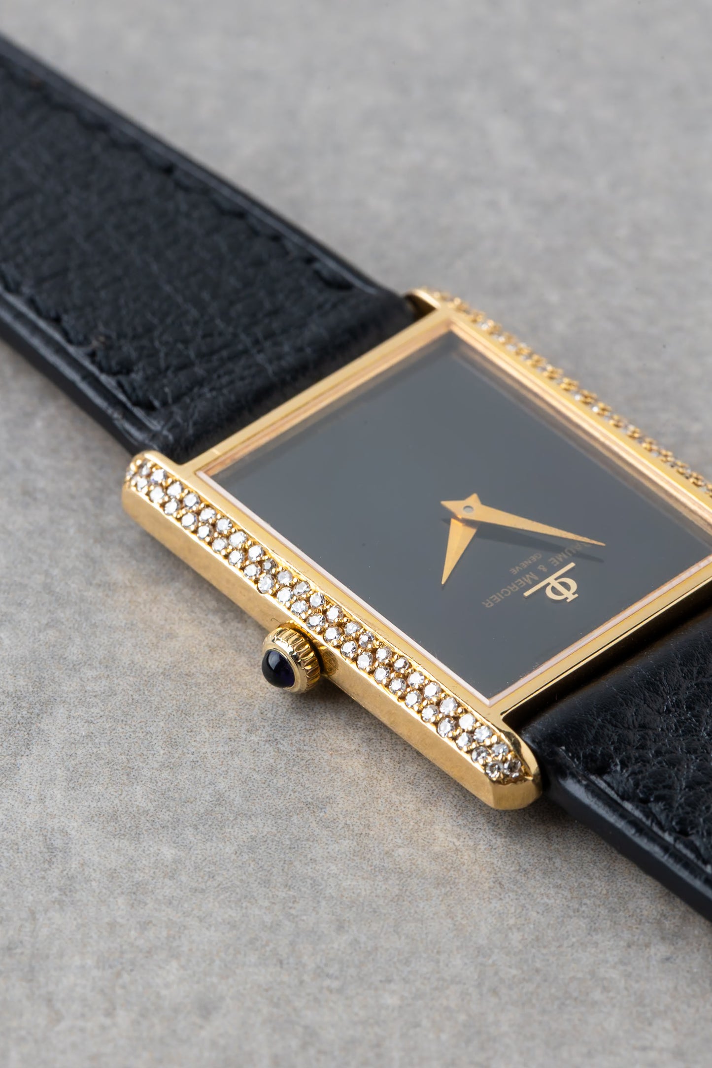 1980s Baume & Mercier 18K Mechanical Tank With Diamonds Ref. 37059 01