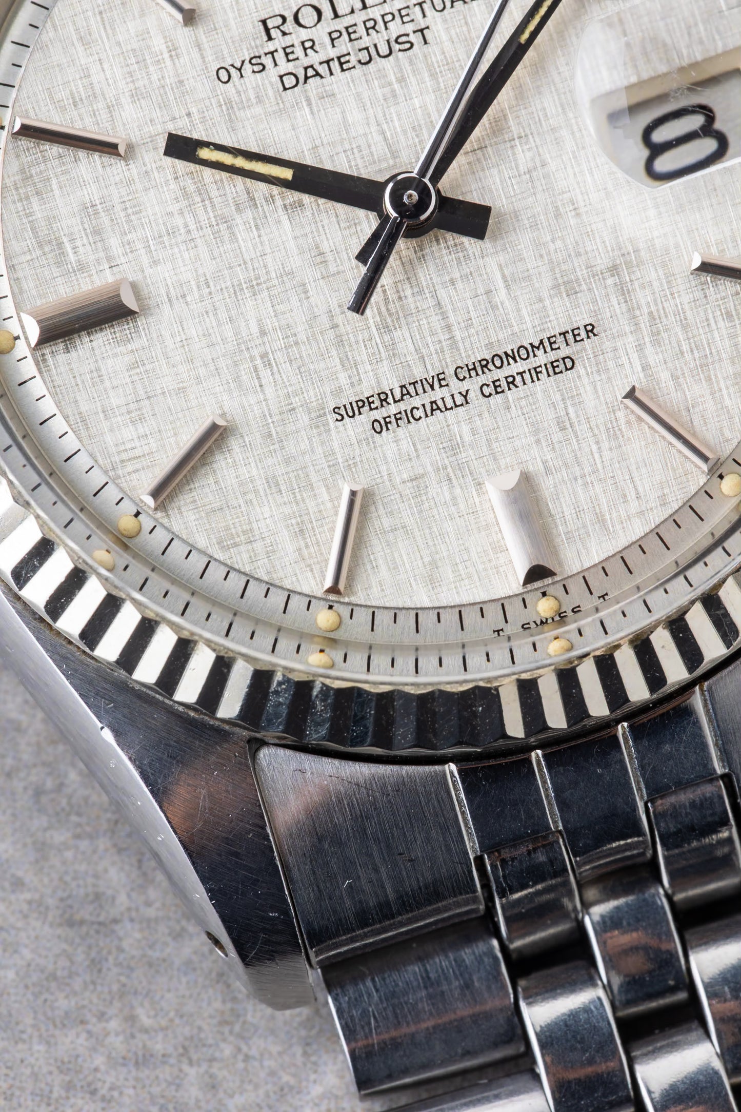 1975 Rolex Datejust Silver Linen Pie Pan Ref.1601