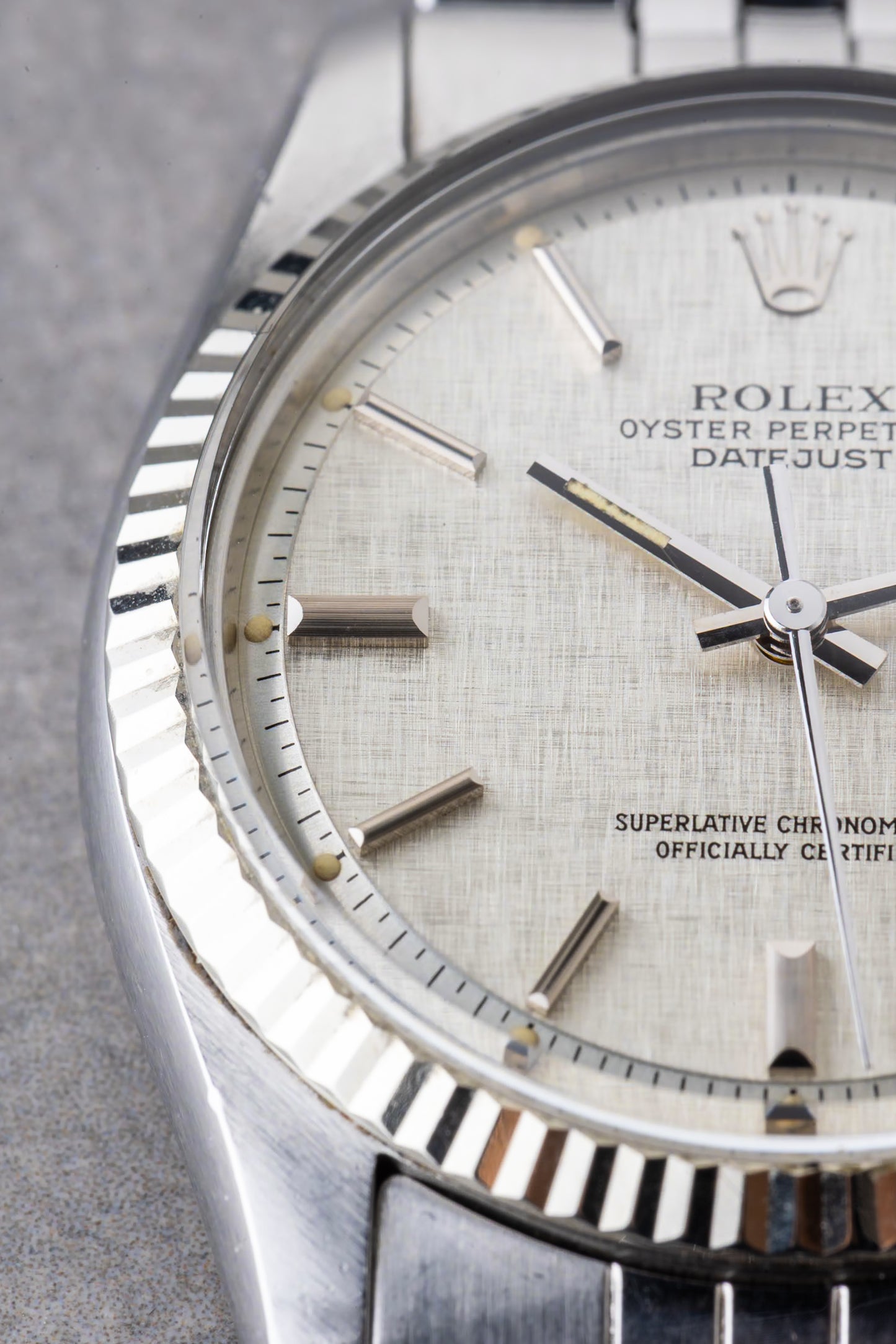 1975 Rolex Datejust Silver Linen Pie Pan Ref.1601