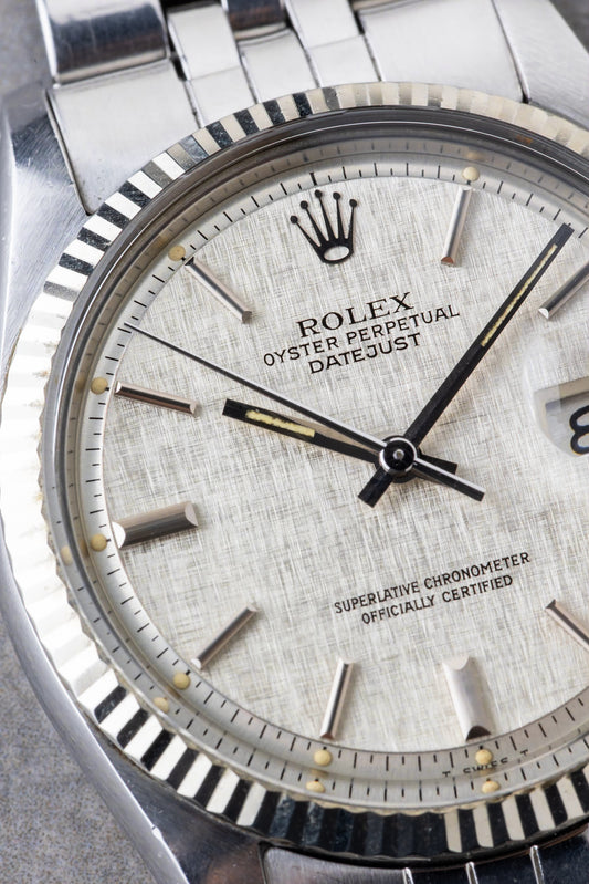 1975 Rolex Datejust Silver Linen Pie Pan Ref.1601