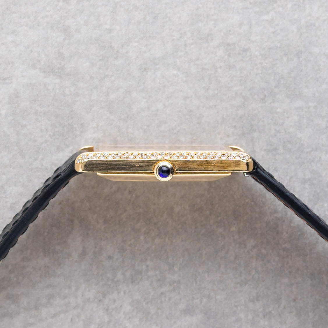 1980s Baume & Mercier 18K Mechanical Tank With Diamonds Ref. 37059 01