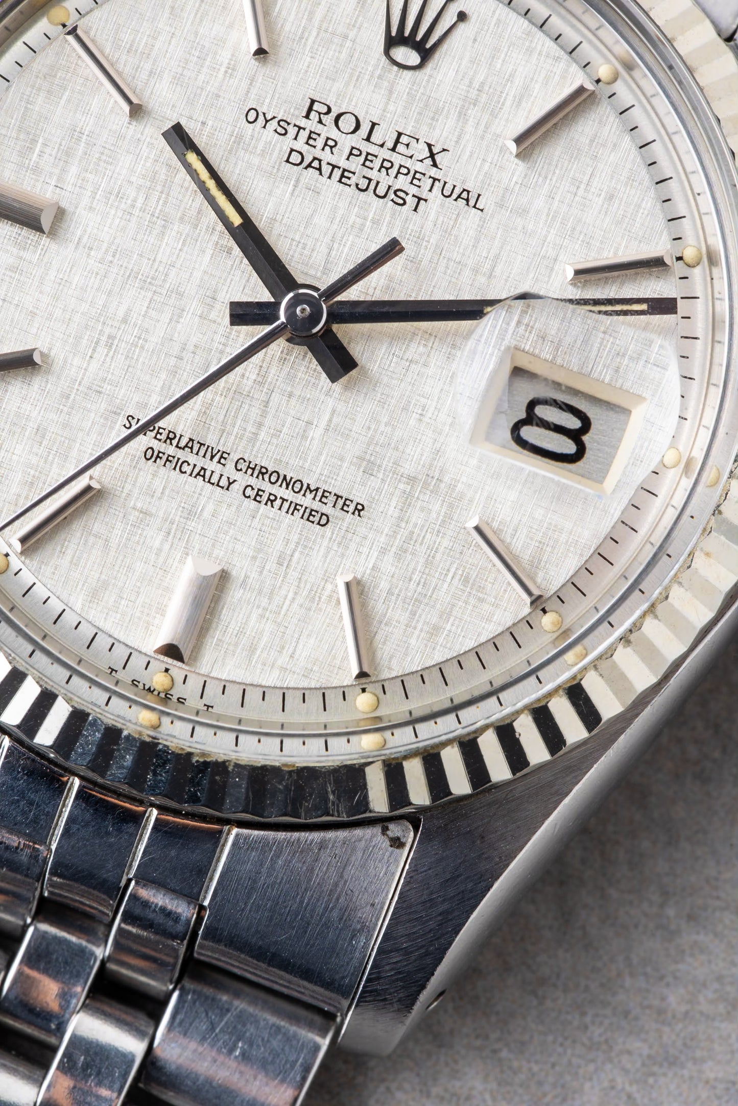 1975 Rolex Datejust Silver Linen Pie Pan Ref.1601