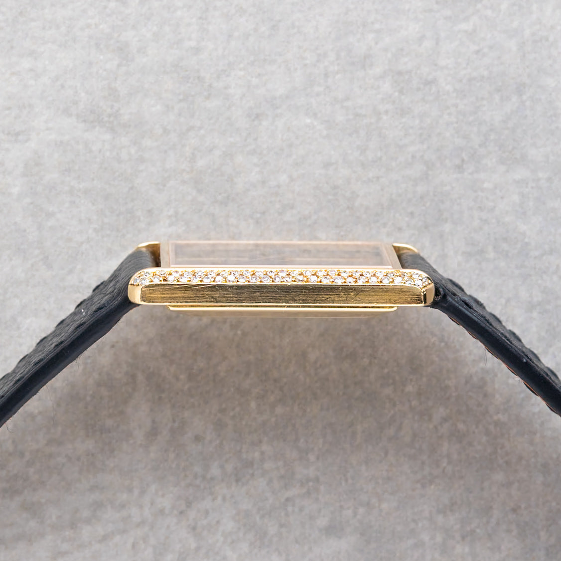 1980s Baume & Mercier 18K Mechanical Tank With Diamonds Ref. 37059 01