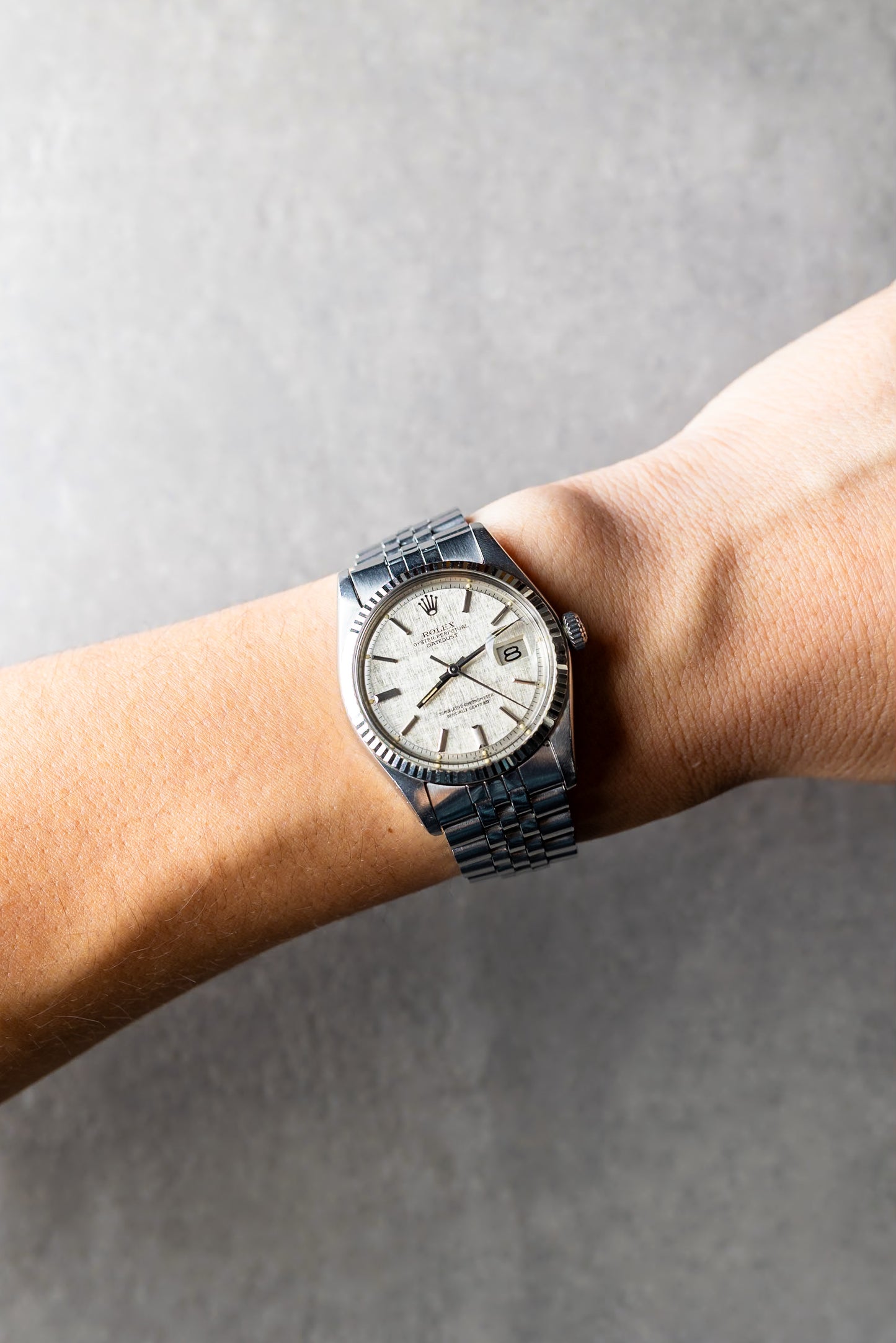 1975 Rolex Datejust Silver Linen Pie Pan Ref.1601