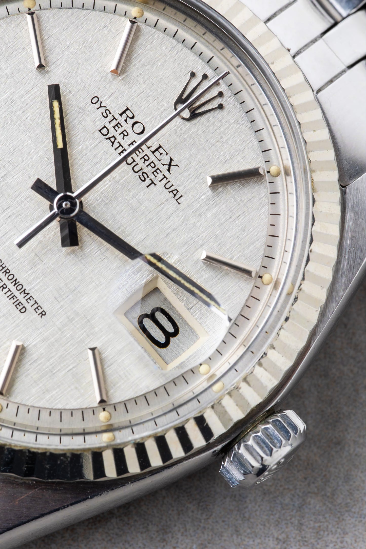 1975 Rolex Datejust Silver Linen Pie Pan Ref.1601
