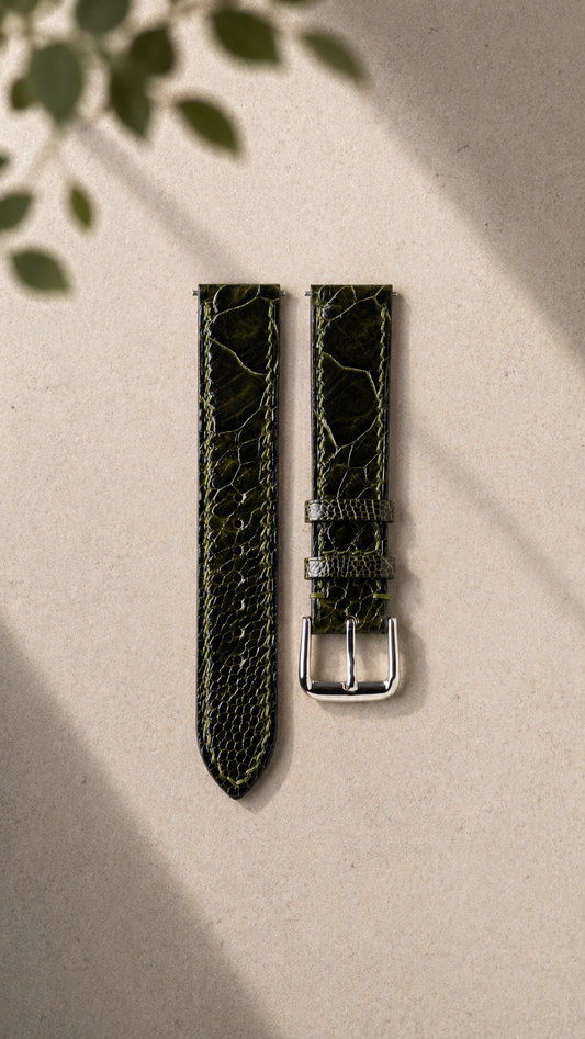 Ostrich Leg Strap - Myrtle