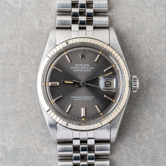 1978 Rolex Datejust Grey Sunburst Sigma Pie Pan Dial Ref.1601
