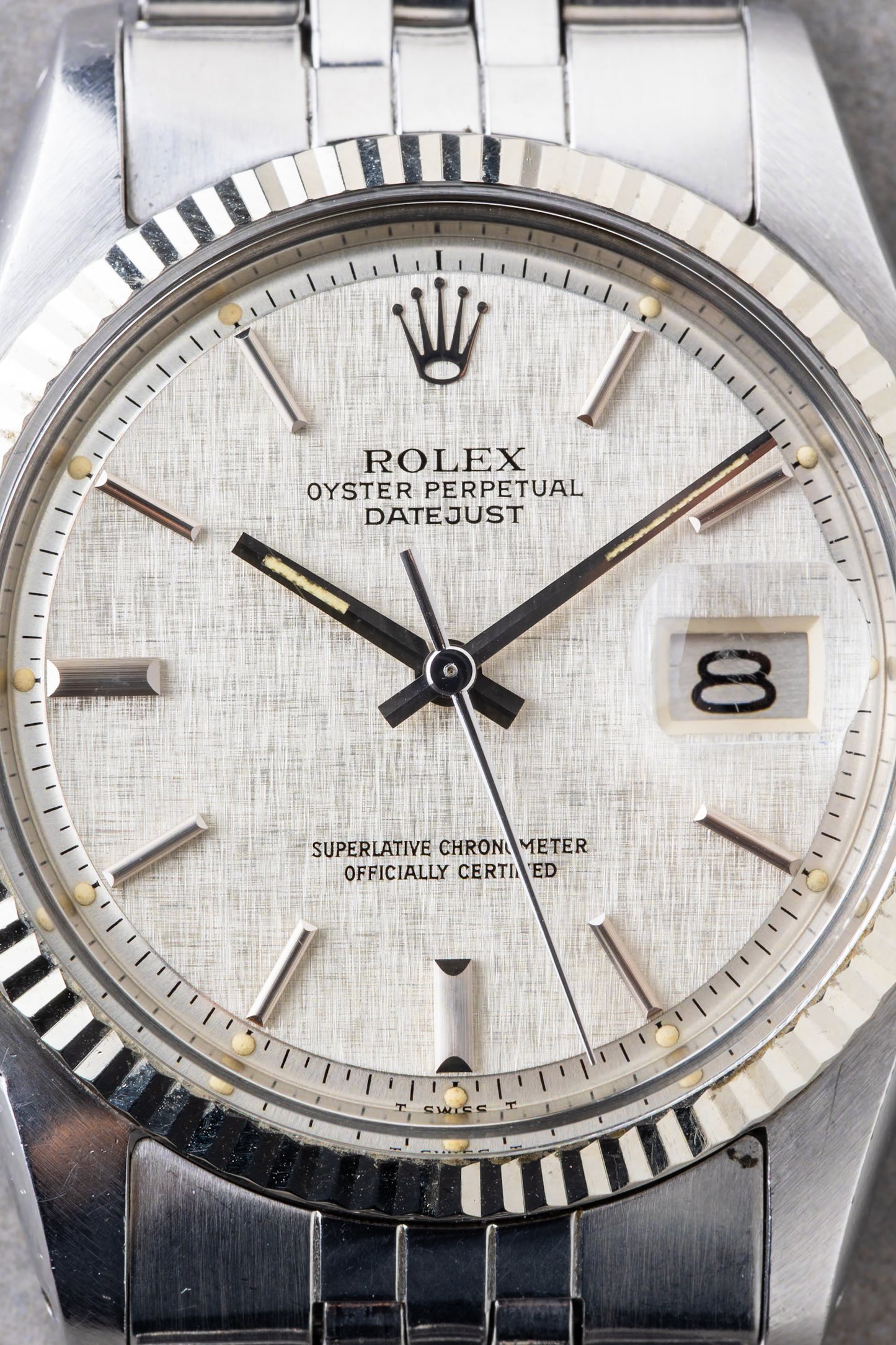 1975 Rolex Datejust Silver Linen Pie Pan Ref.1601