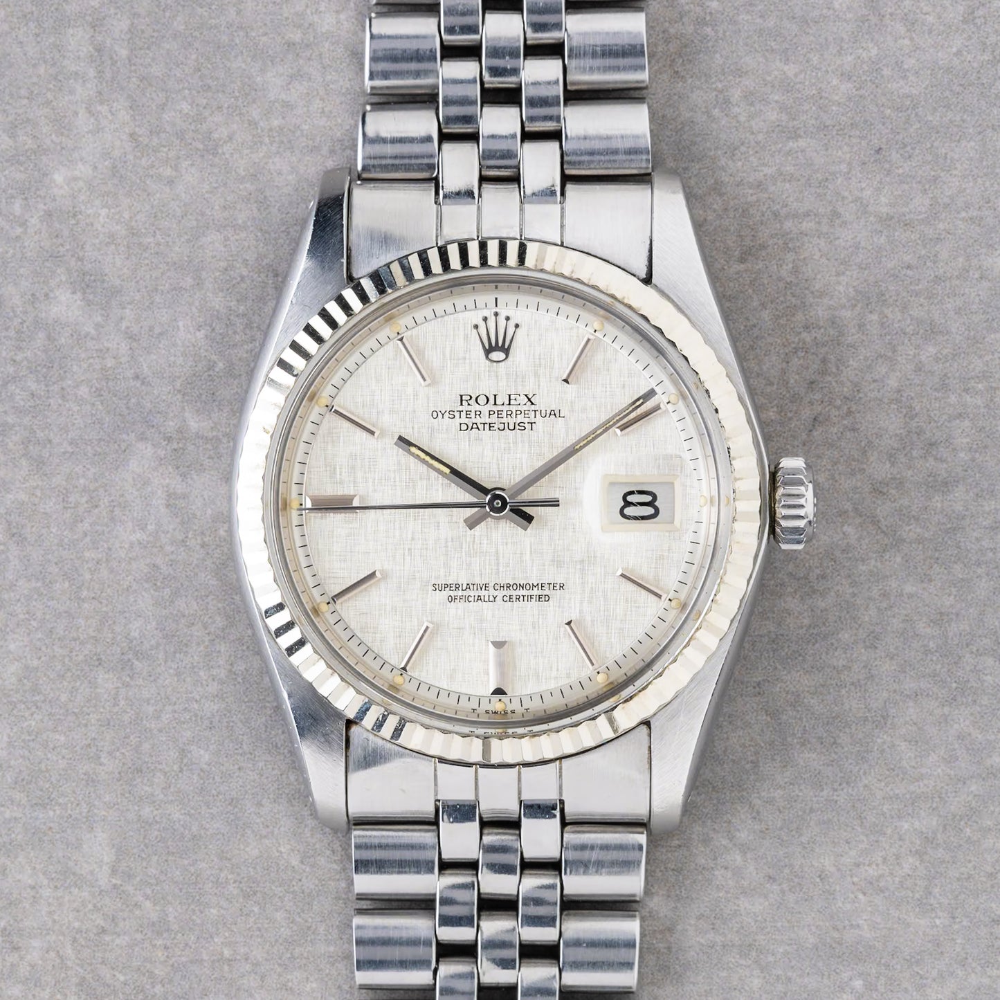 1975 Rolex Datejust Silver Linen Pie Pan Ref.1601