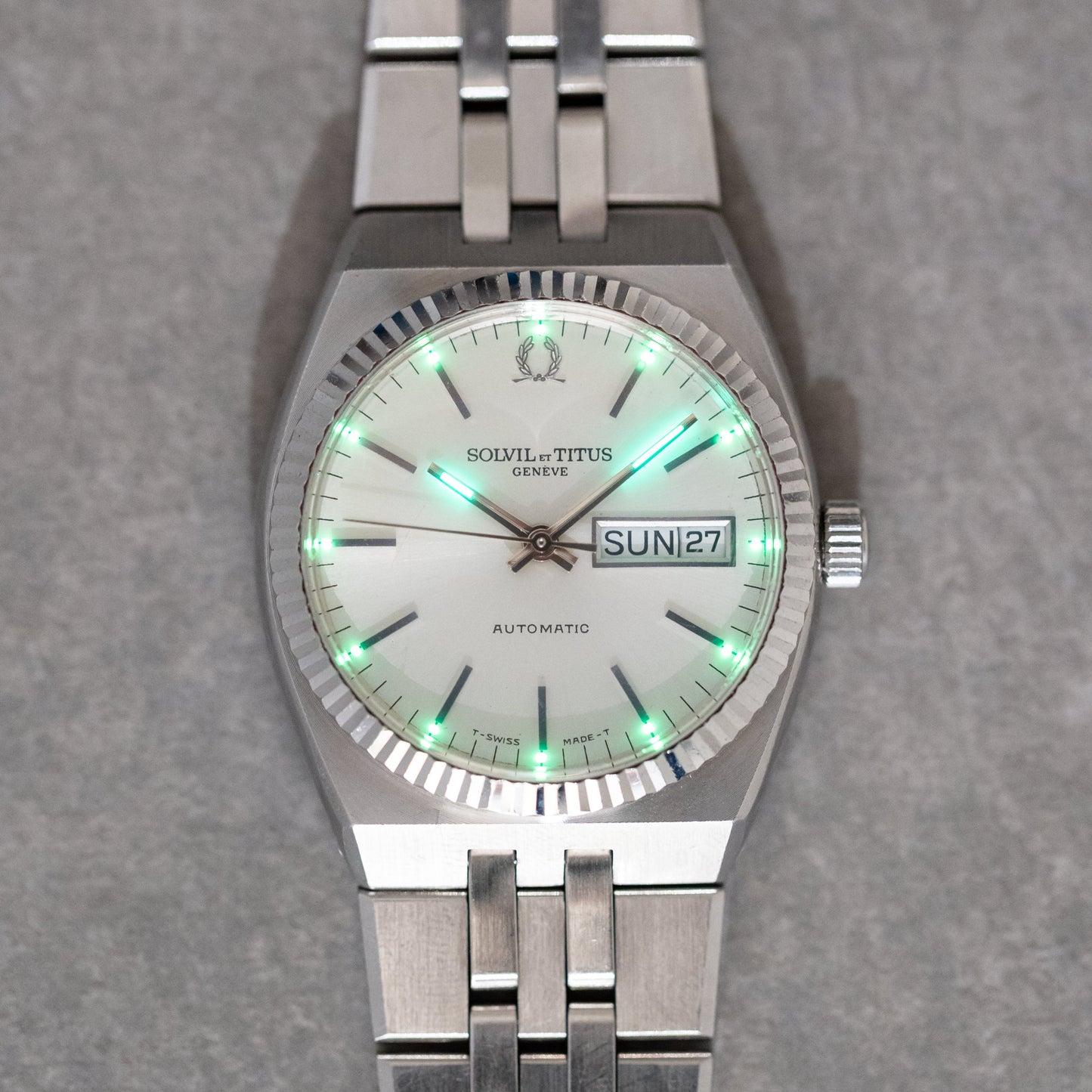 1970s Solvil et Titus Automatic Day Date "Oyster Quartz"