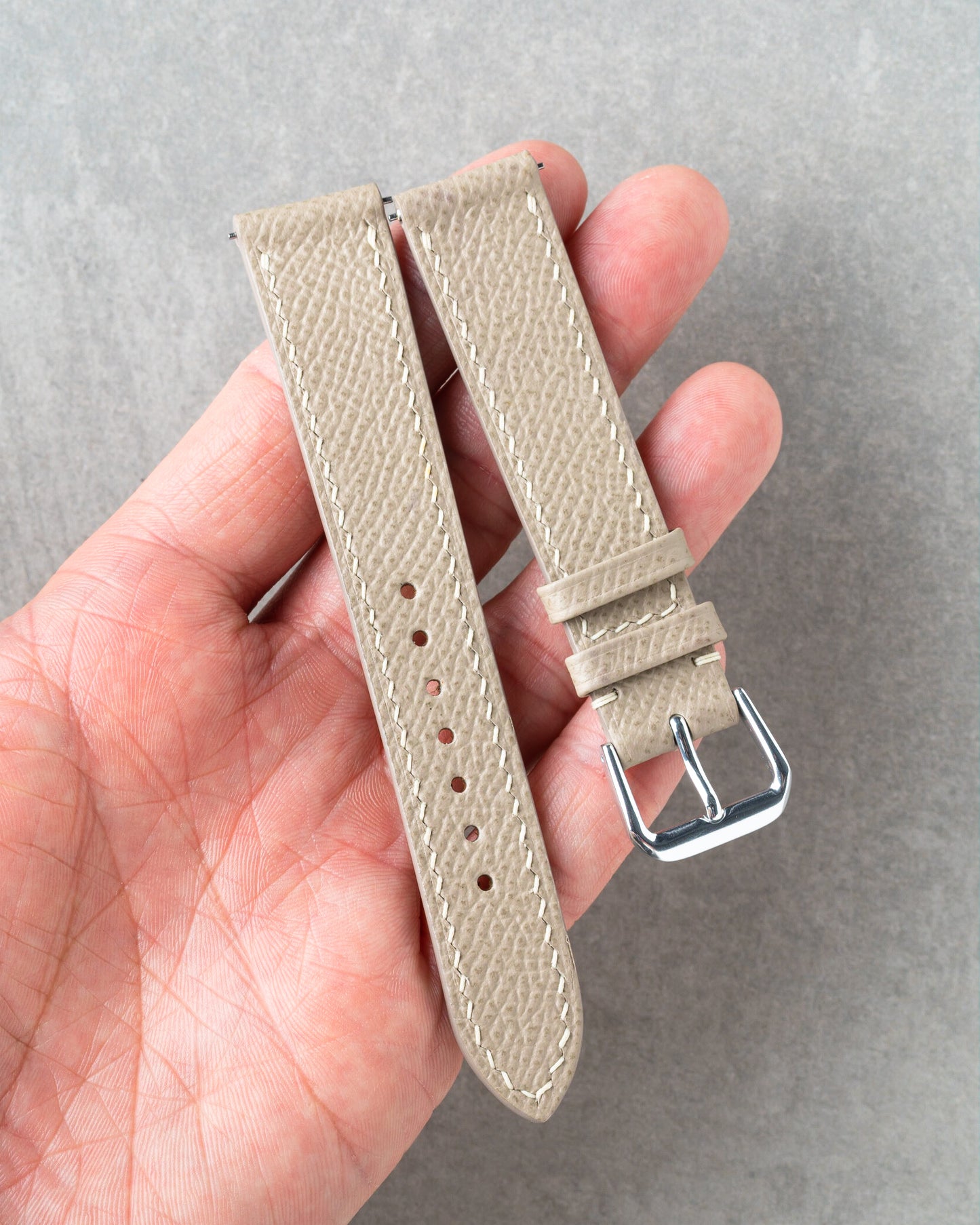 French Epsom Strap - Light Grey