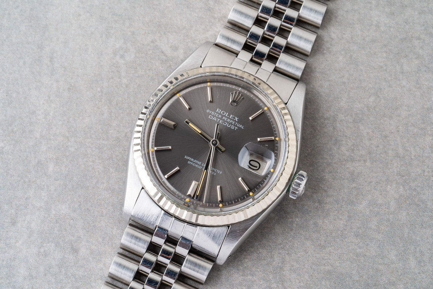 1978 Rolex Datejust Grey Sunburst Sigma Pie Pan Dial Ref.1601