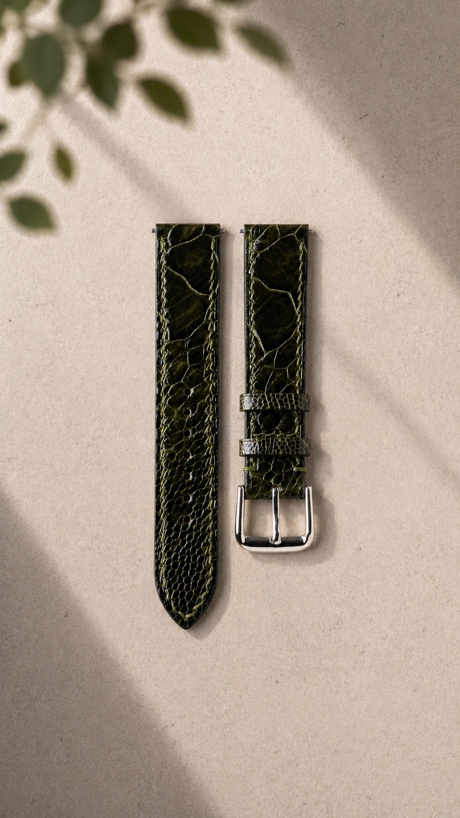 Ostrich Leg Strap - Myrtle
