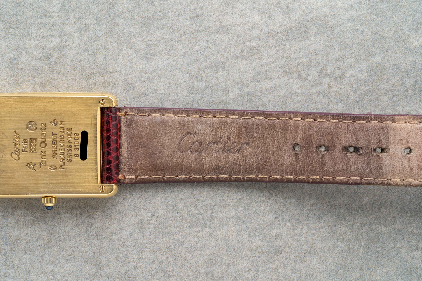 1980s Cartier Tank Must Large Burgundy Ref.6 81006