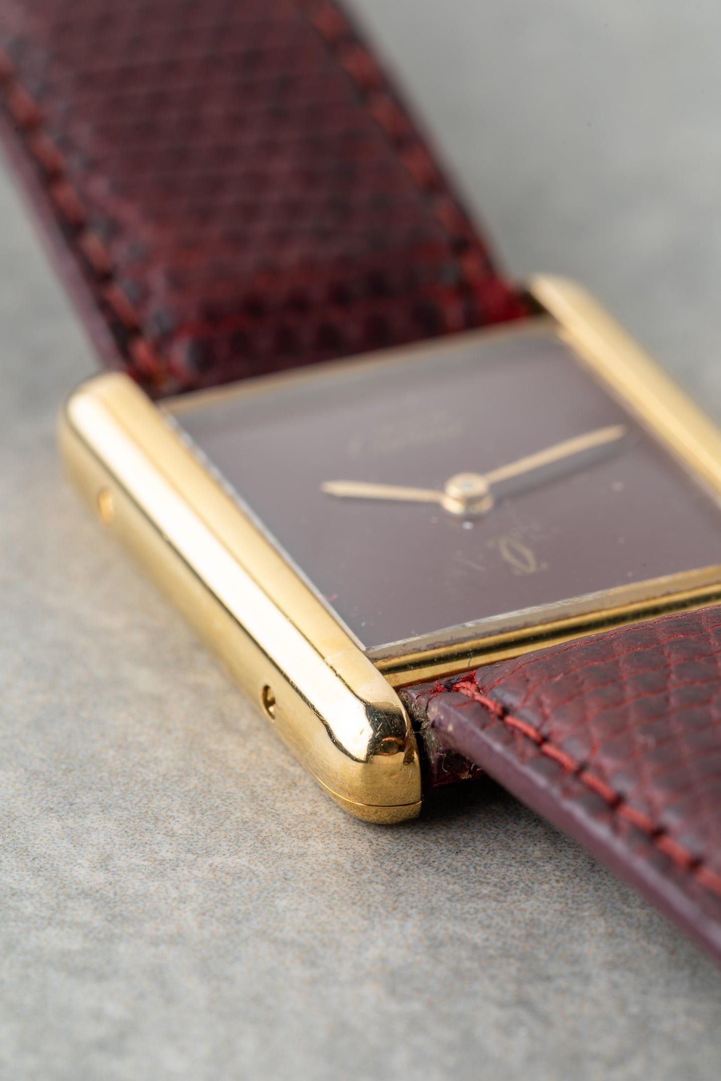 1980s Cartier Tank Must Large Burgundy Ref.6 81006
