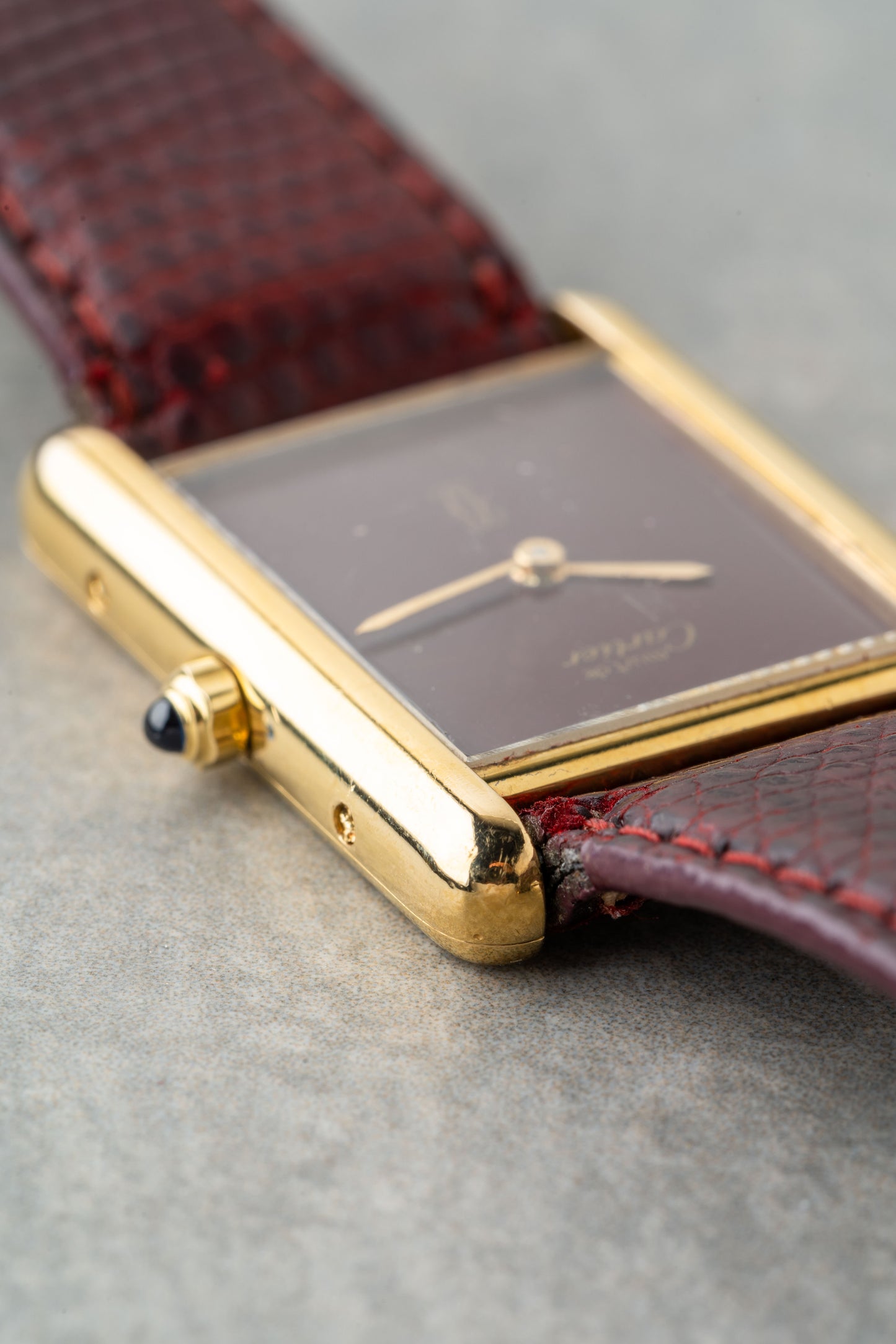 1980s Cartier Tank Must Large Burgundy Ref.6 81006