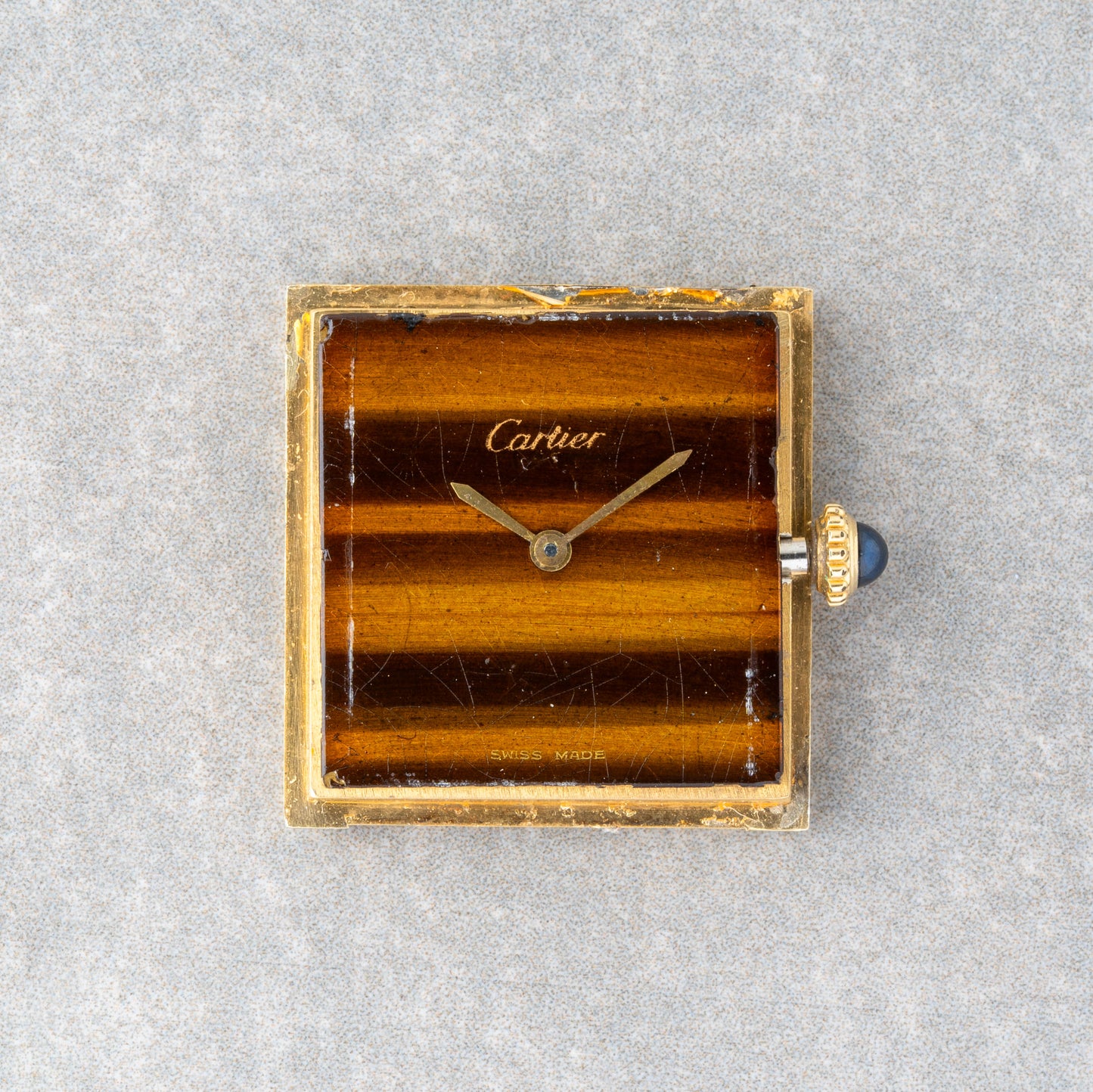 1970s Cartier Tank Tiger Eye Stone Dial Mechanical