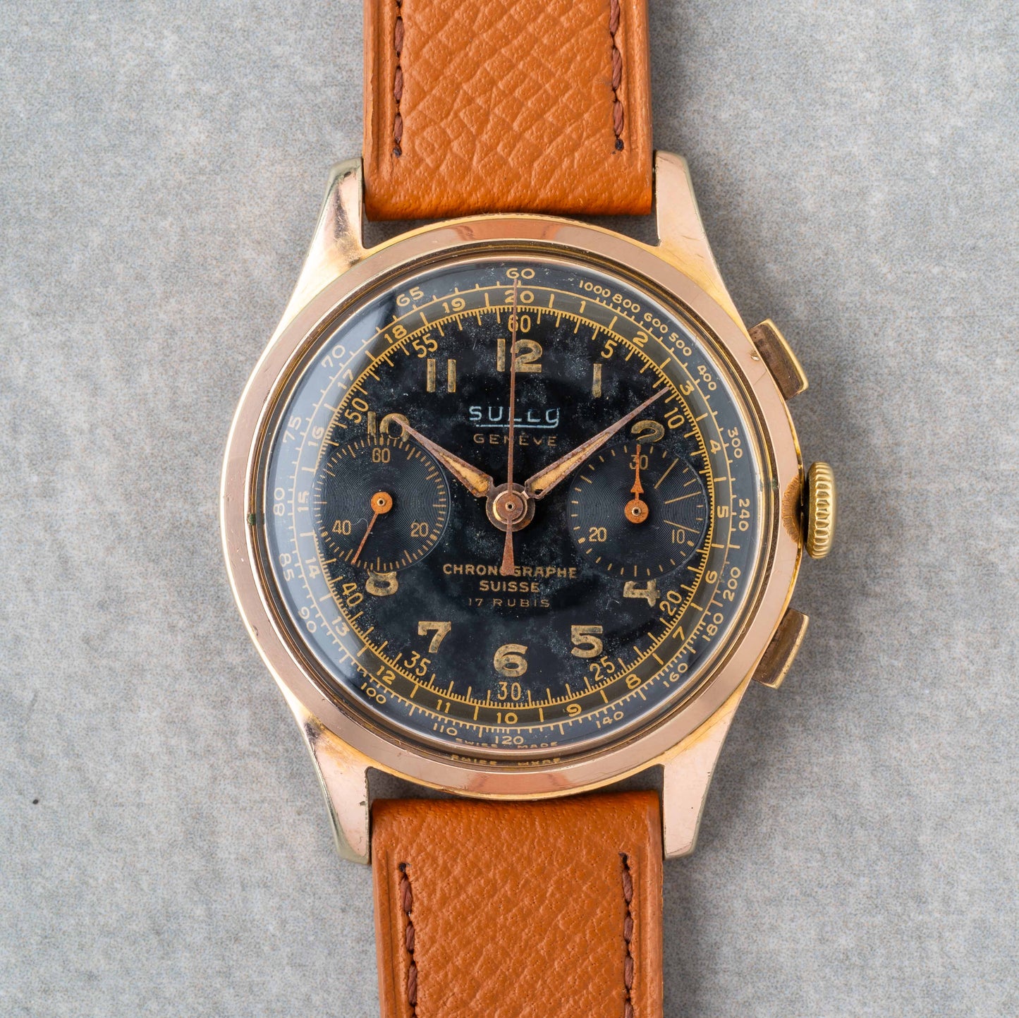 1950s Sully Geneve Chronograph "Black Gilt"