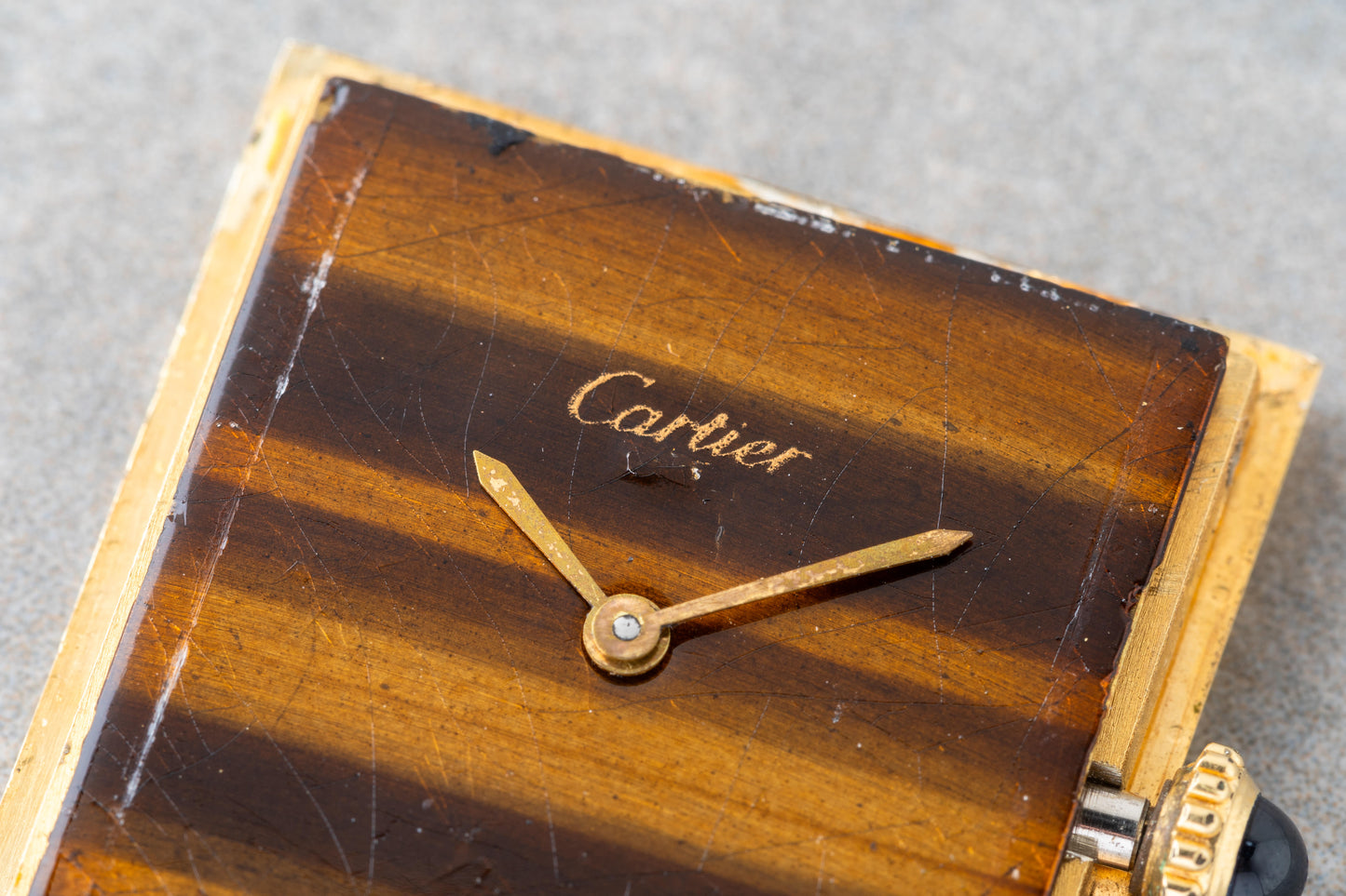 1970s Cartier Tank Tiger Eye Stone Dial Mechanical