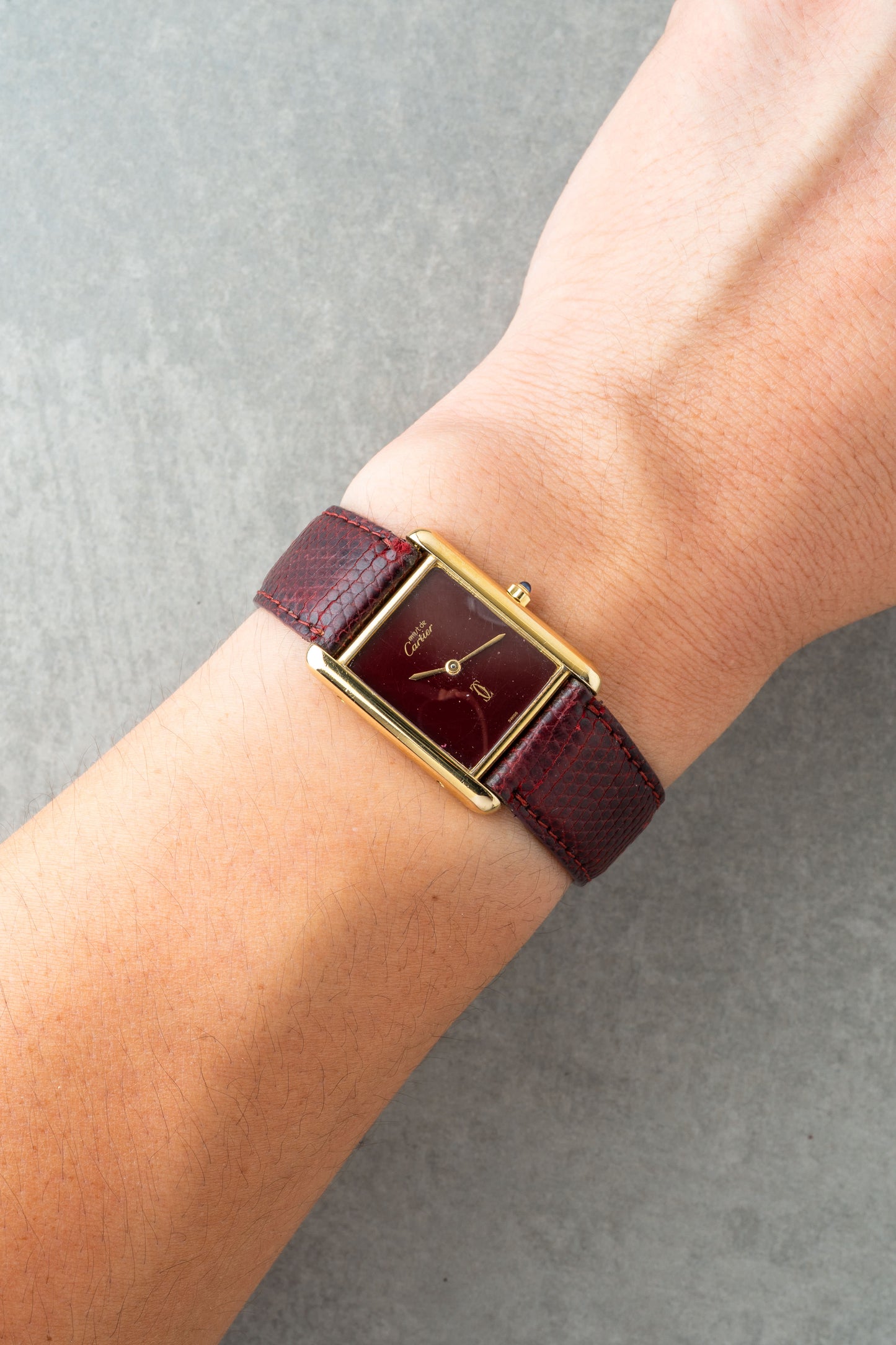 1980s Cartier Tank Must Large Burgundy Ref.6 81006