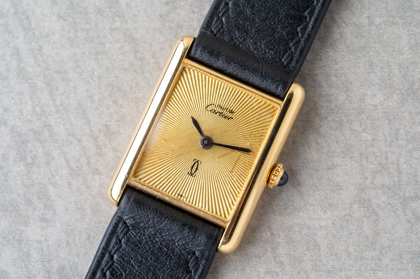 1980s Cartier Tank Guilloche Dial Mechanical