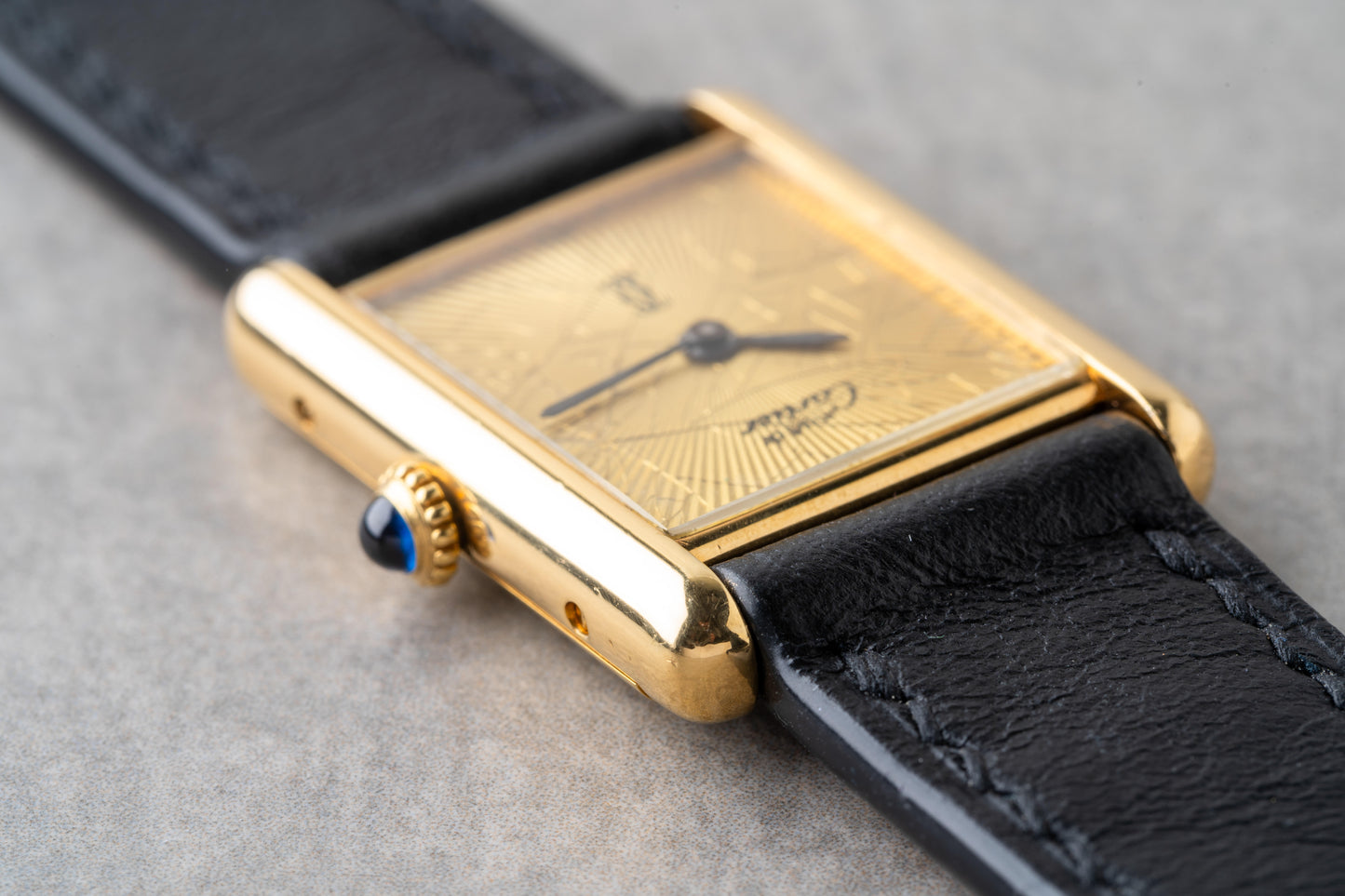 1980s Cartier Tank Guilloche Dial Mechanical