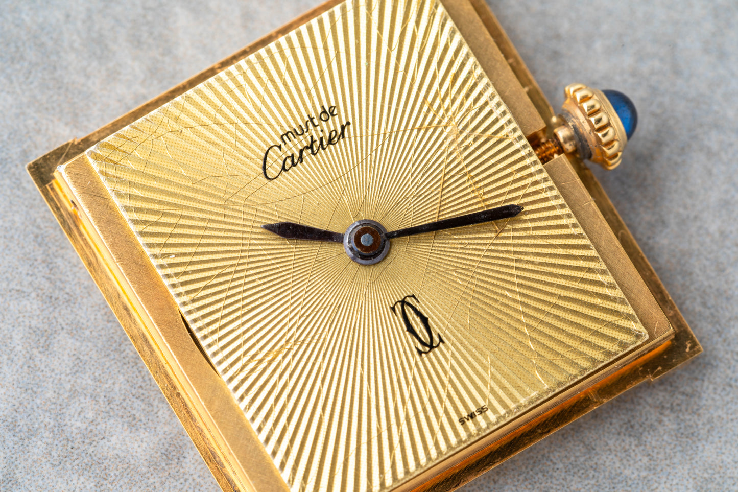 1980s Cartier Tank Guilloche Dial Mechanical