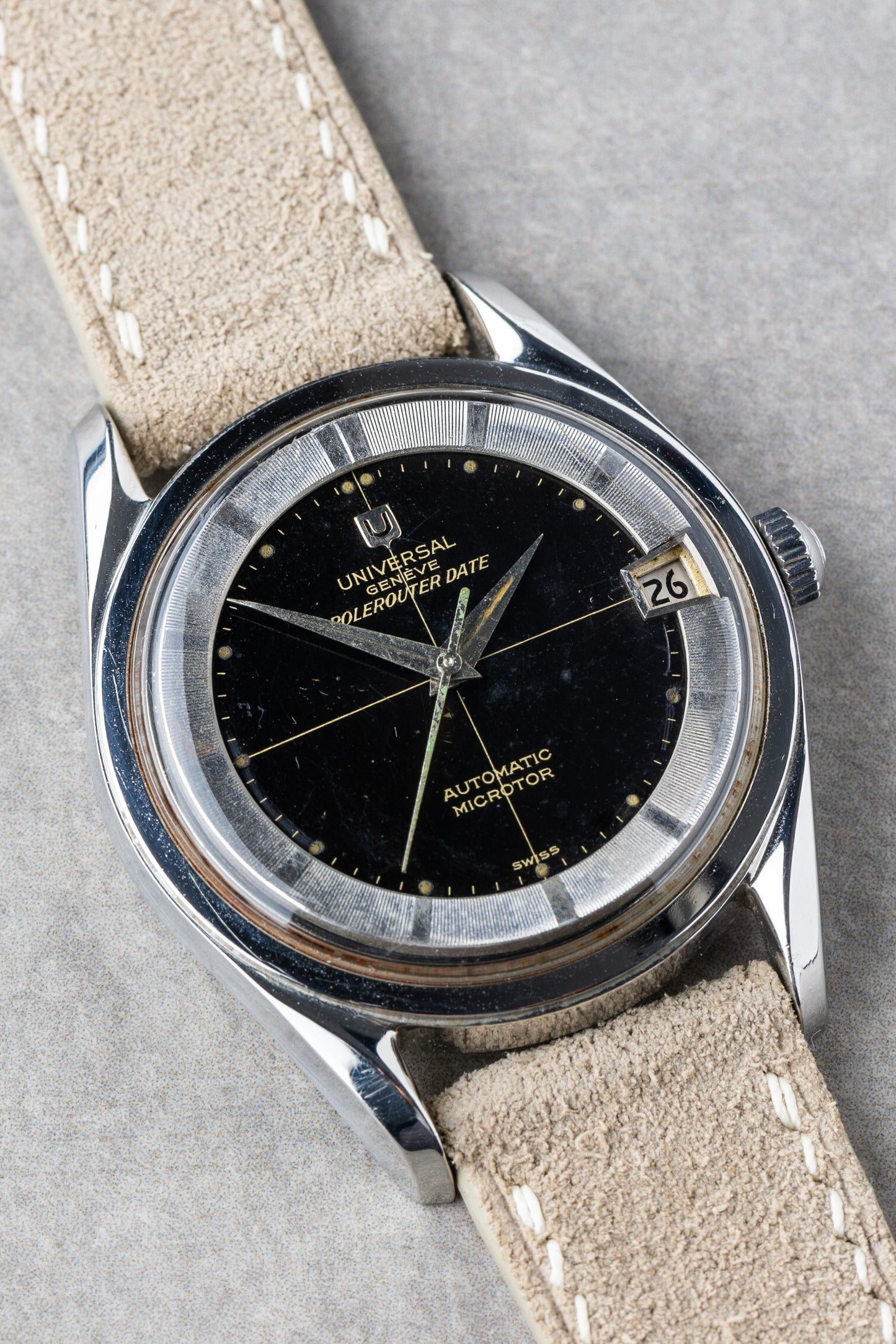 1960 "Black Gilt Spider" Universal Genève Polerouter Date Automatic Microtor Ref. 204503-2